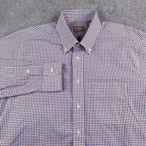 Gitman Bros Shirt Mens 16.5 34 Blue Red Check Oxford OCDB Long Sleeve USA Made